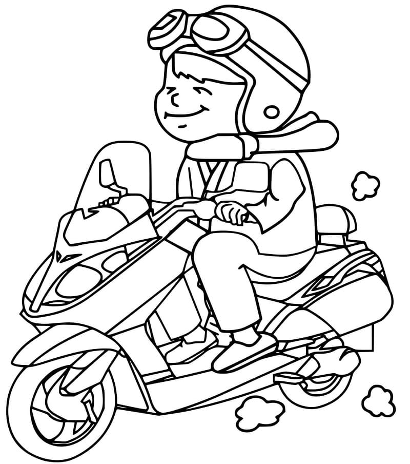 Desenho deMenino na Moto para colorir