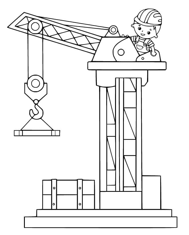 Desenho deMenino no Guindaste para colorir