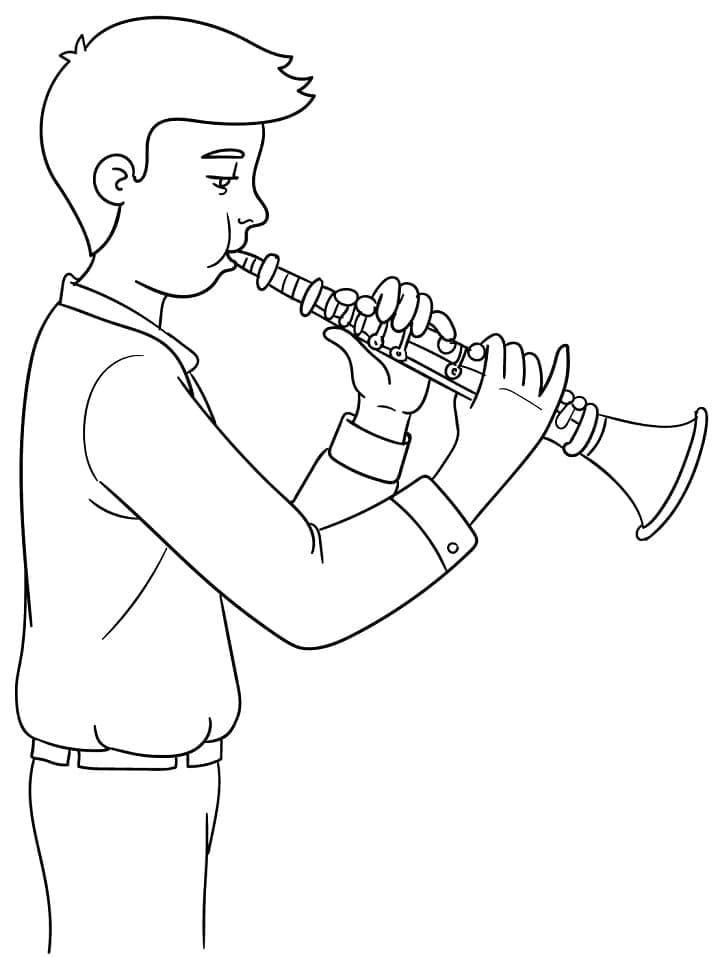 Desenho deMenino Tocando Clarinete para colorir