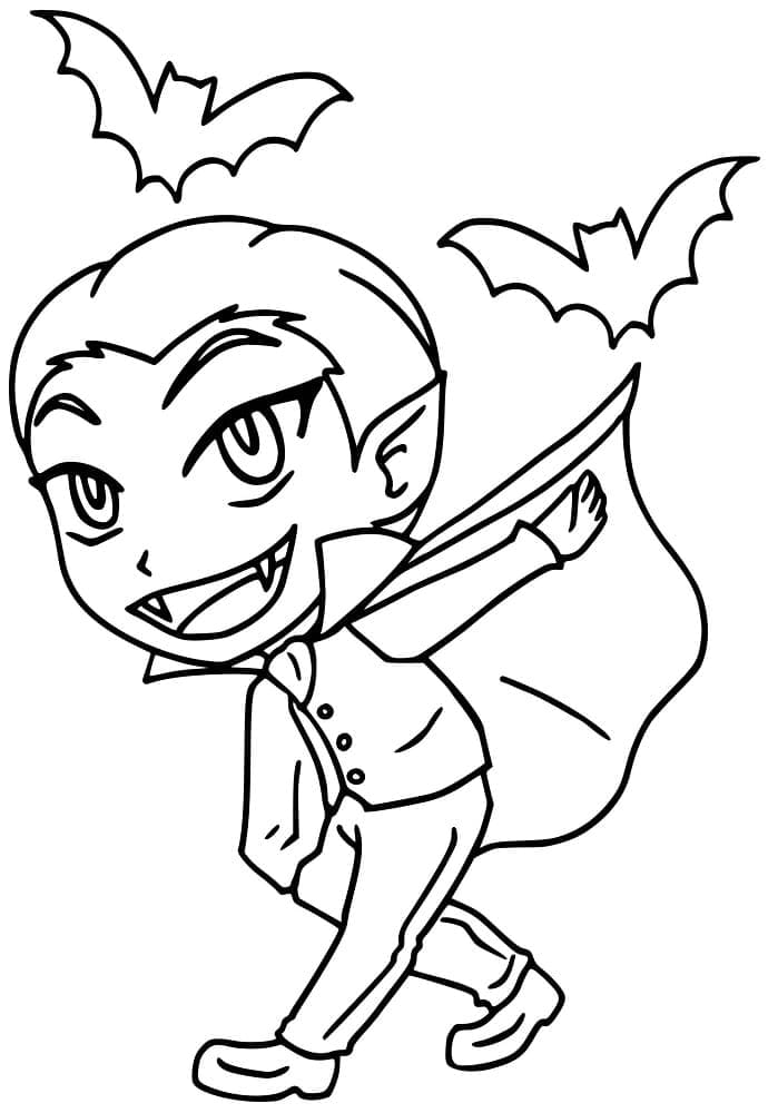 Desenho deMenino Vampiro de Halloween para colorir