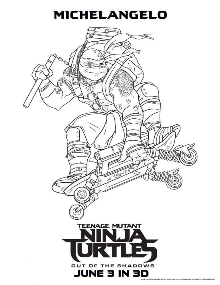 Desenho deMichelangelo Tartarugas Ninjas do Filme para colorir