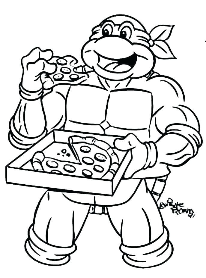 Desenho deMichelangelo Tartarugas Ninjas e Pizza para colorir