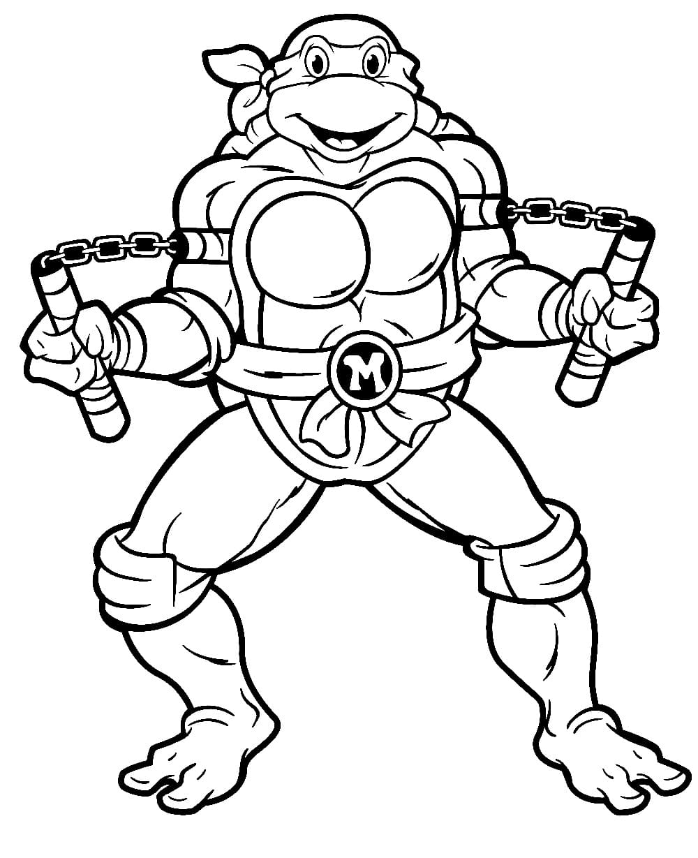 Desenhos de Michelangelo (Tartarugas Ninjas) para colorir