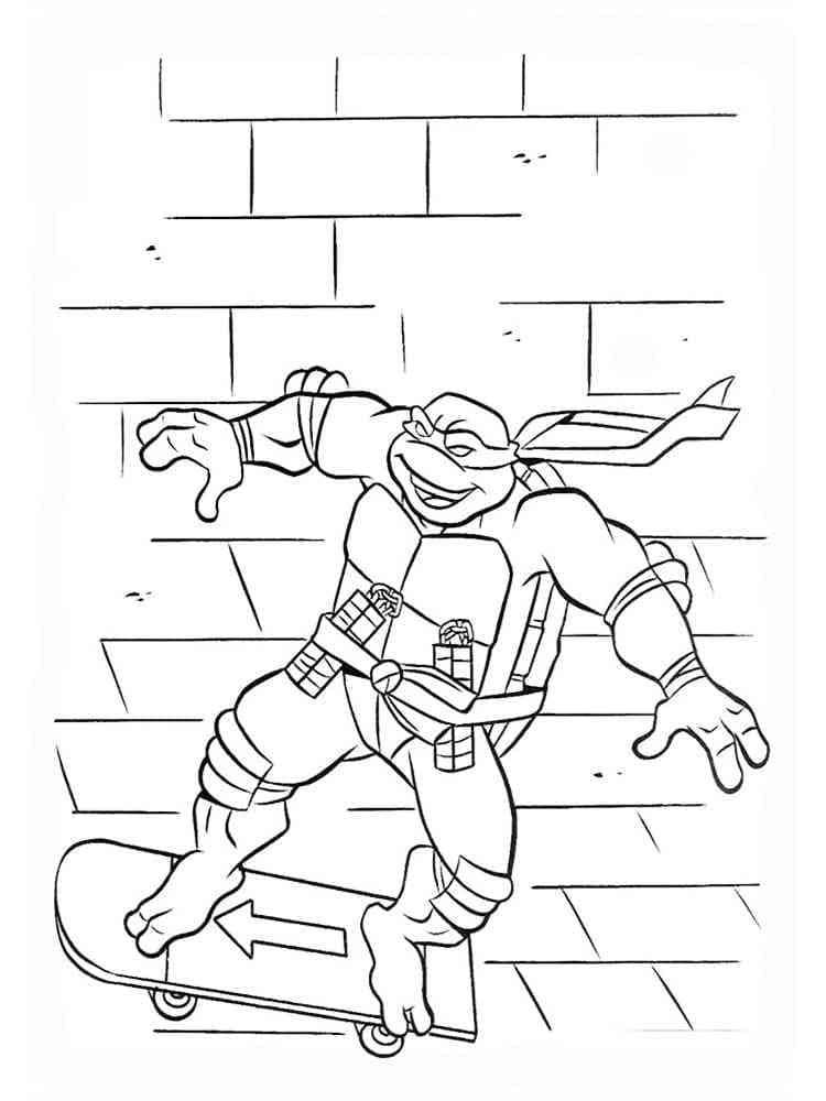 Desenho deMichelangelo Tartarugas Ninjas no Skate para colorir