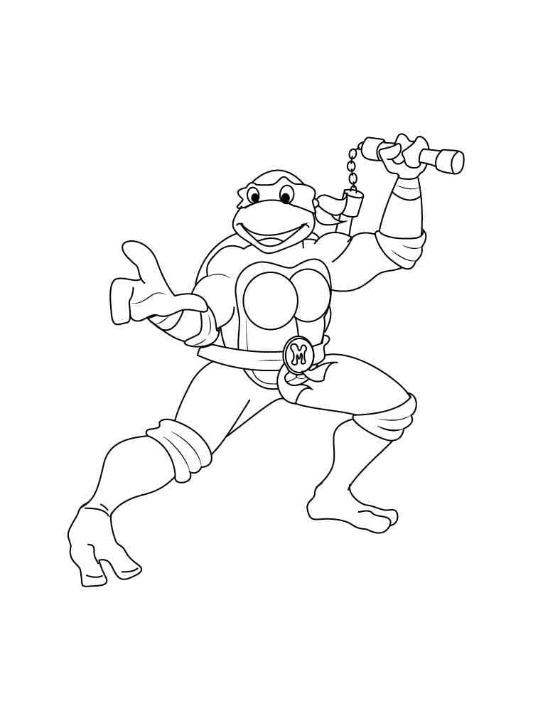 Desenho deMichelangelo Tartarugas Ninjas Sorridente para colorir