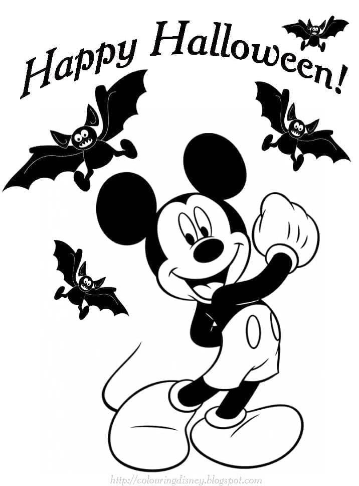 Desenho deMickey Mouse no Halloween para colorir