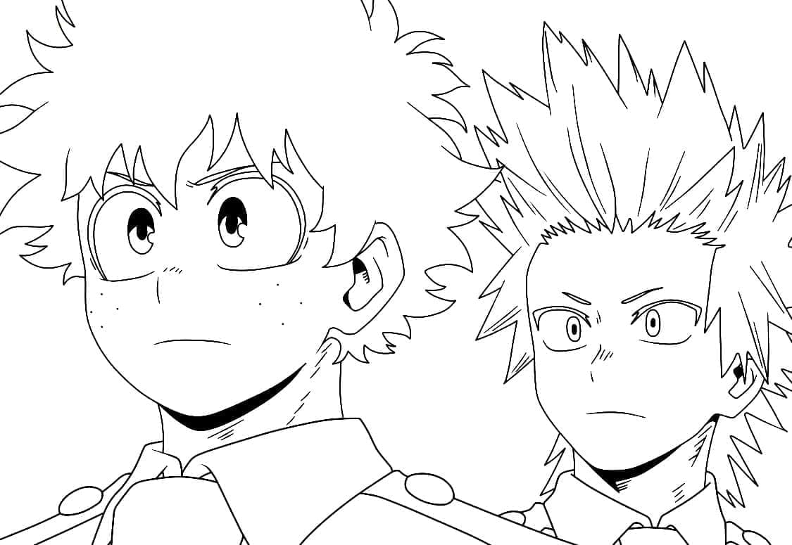 Desenho deMidoriya e Kirishima para colorir