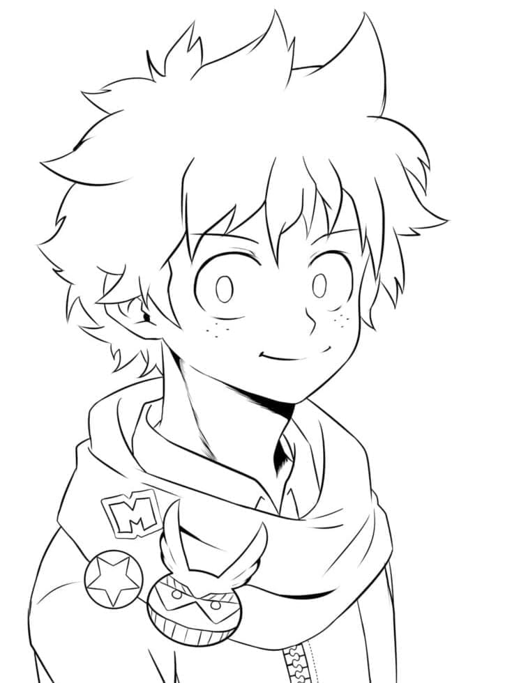 Desenho deMidoriya Sorridente para colorir