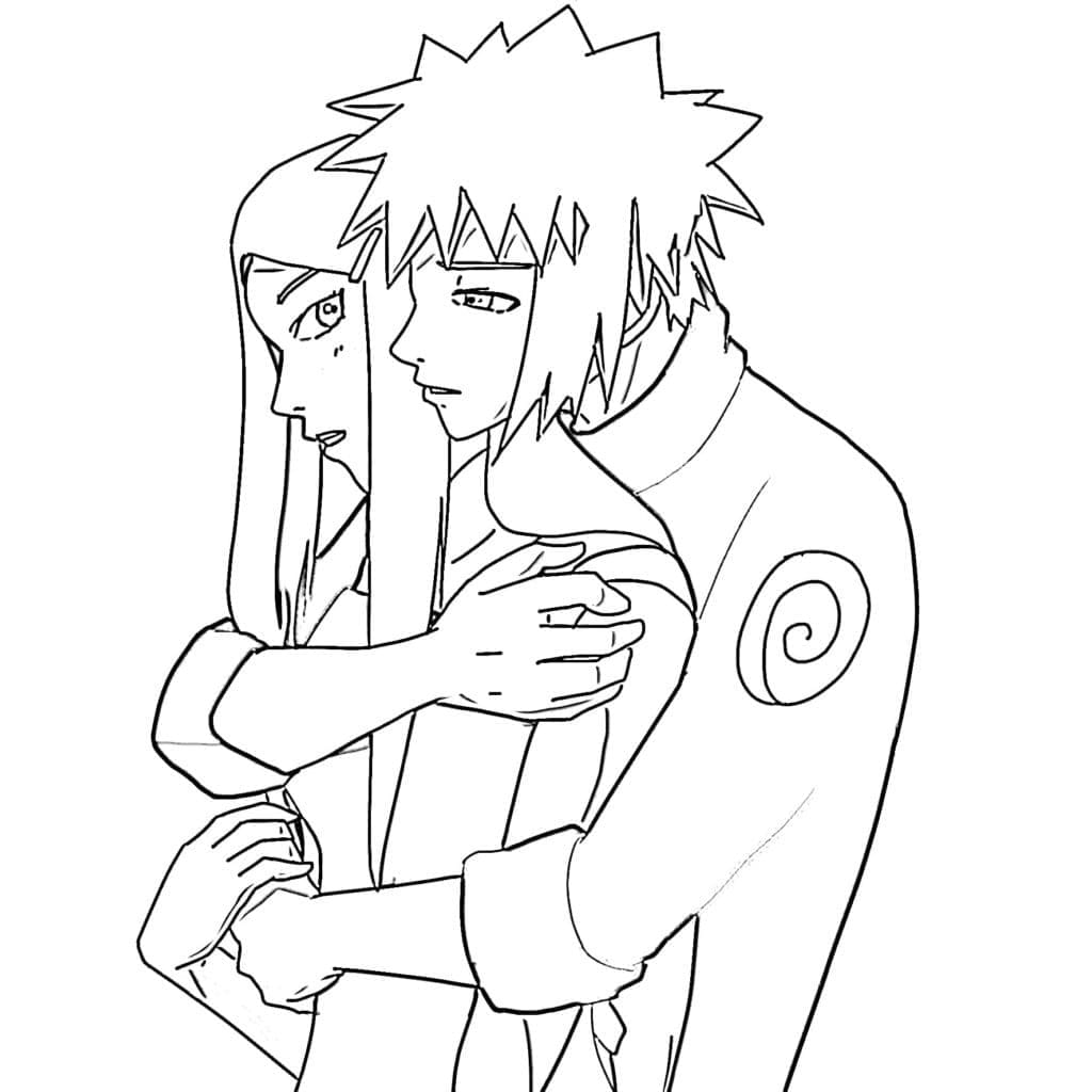 Desenho deMinato e Kushina para colorir