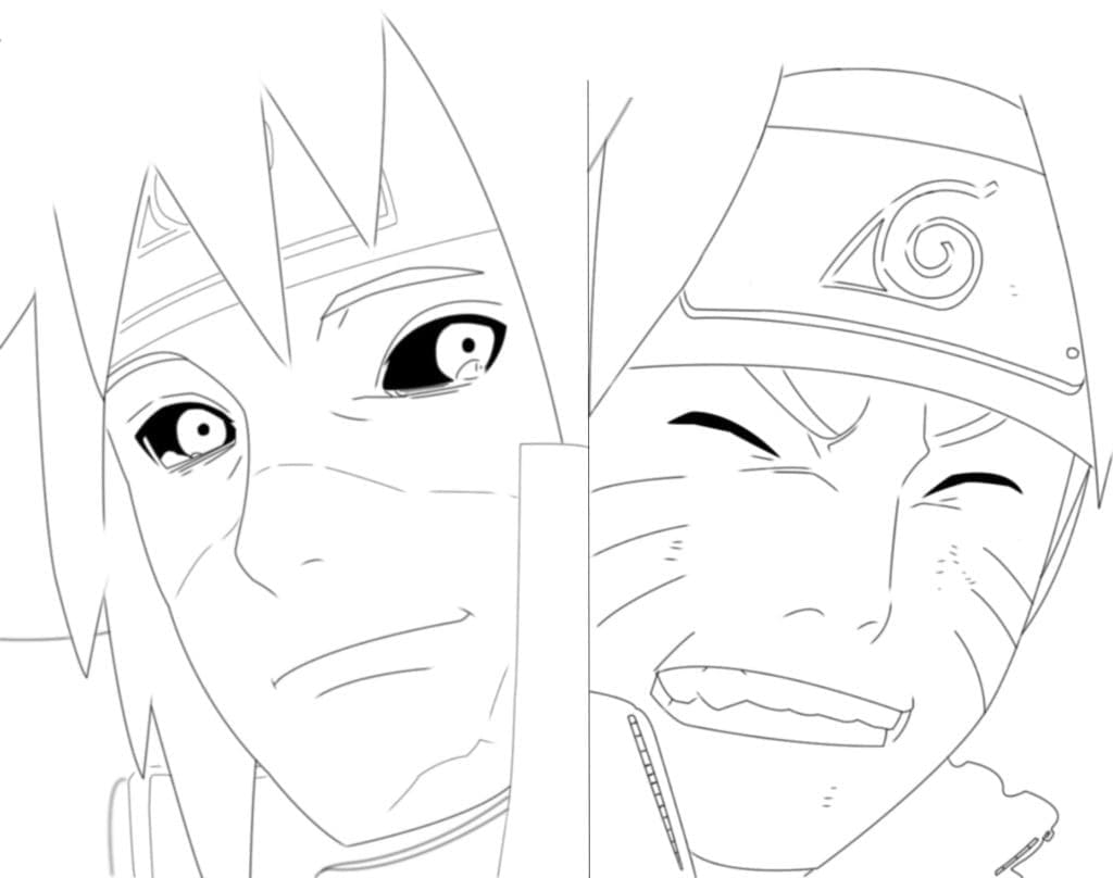 Desenho deMinato Namikaze e Naruto para colorir