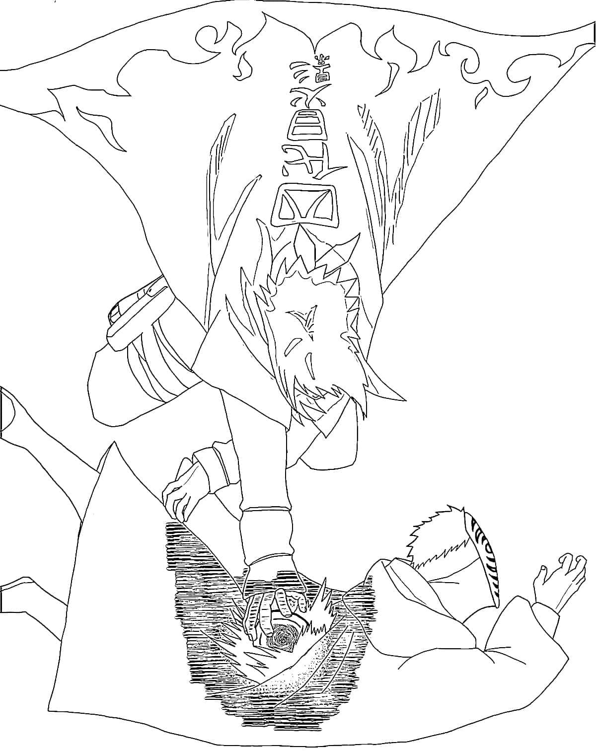 Desenho deMinato Namikaze vs Obito para colorir