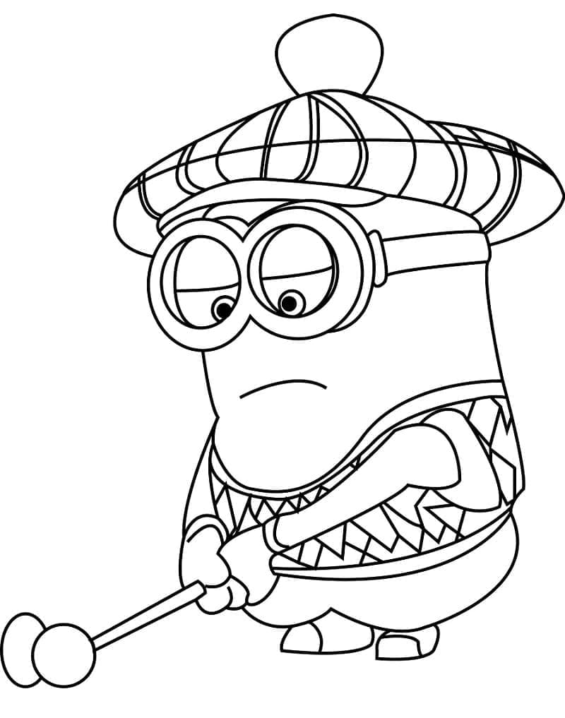 Desenho de Minion Bob Joga Golfe para colorir