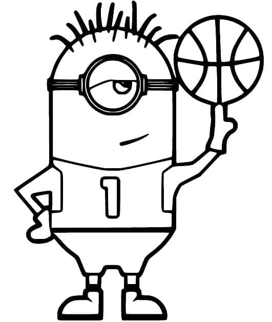 Desenho de Minion Joga Basquete para colorir