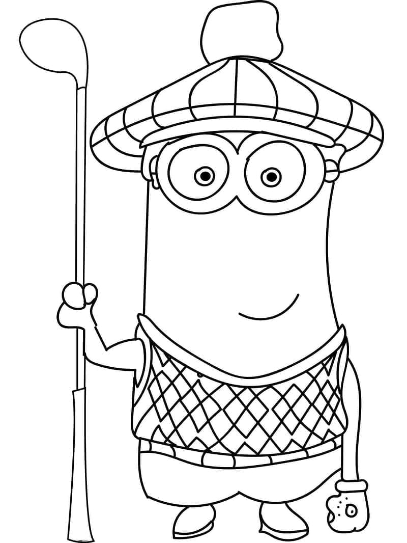 Desenho de Minion Kevin Joga Golfe para colorir