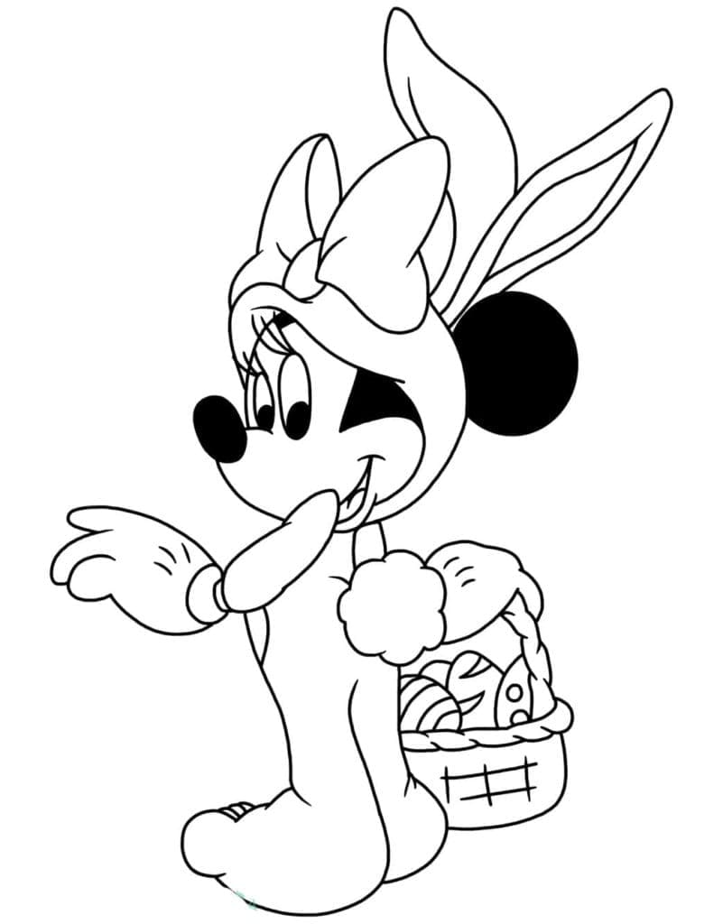 Desenho de Minnie Mouse na Páscoa para colorir