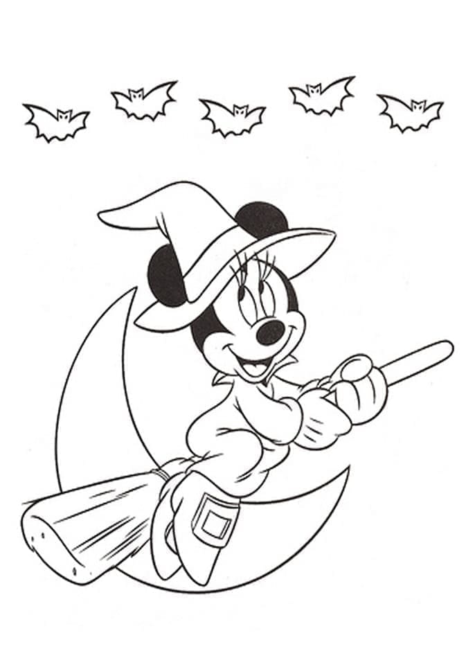 Desenho deMinnie no Halloween para colorir