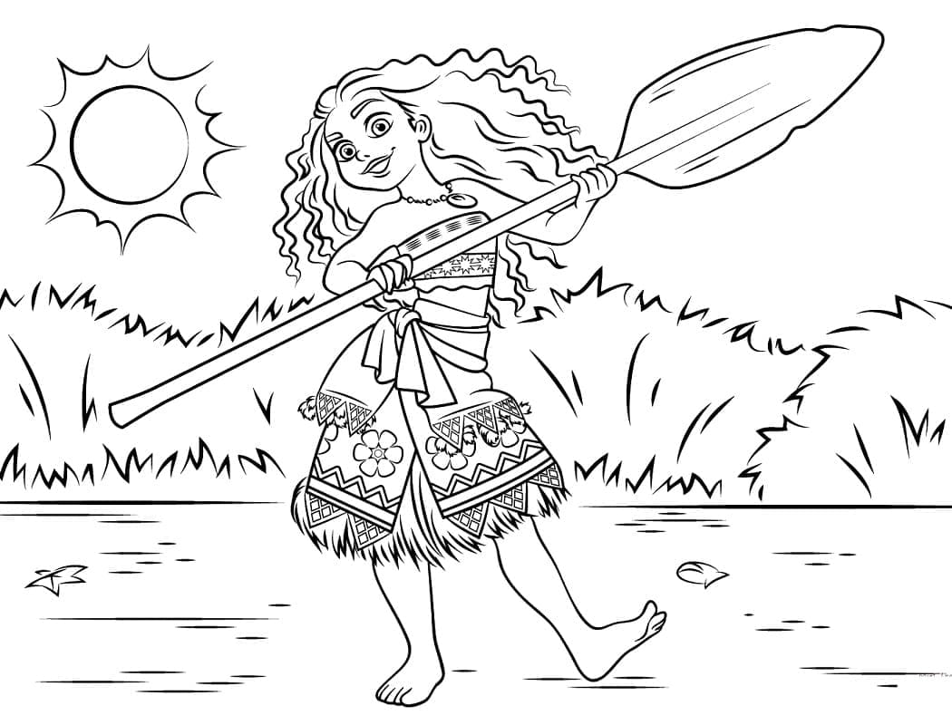 Desenho de Moana Alegre para colorir