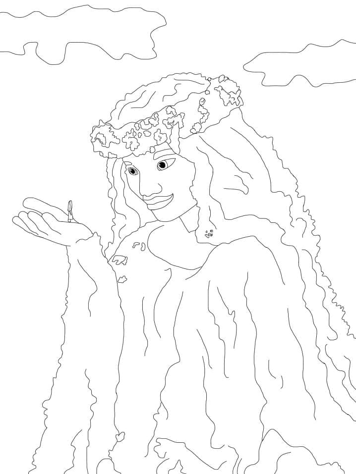 Desenho de Moana e Te Fiti para colorir