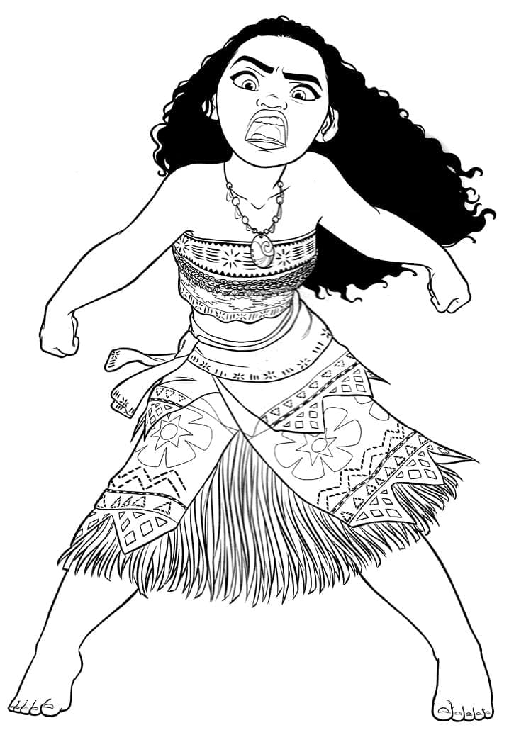 Desenho de Moana Irritada para colorir