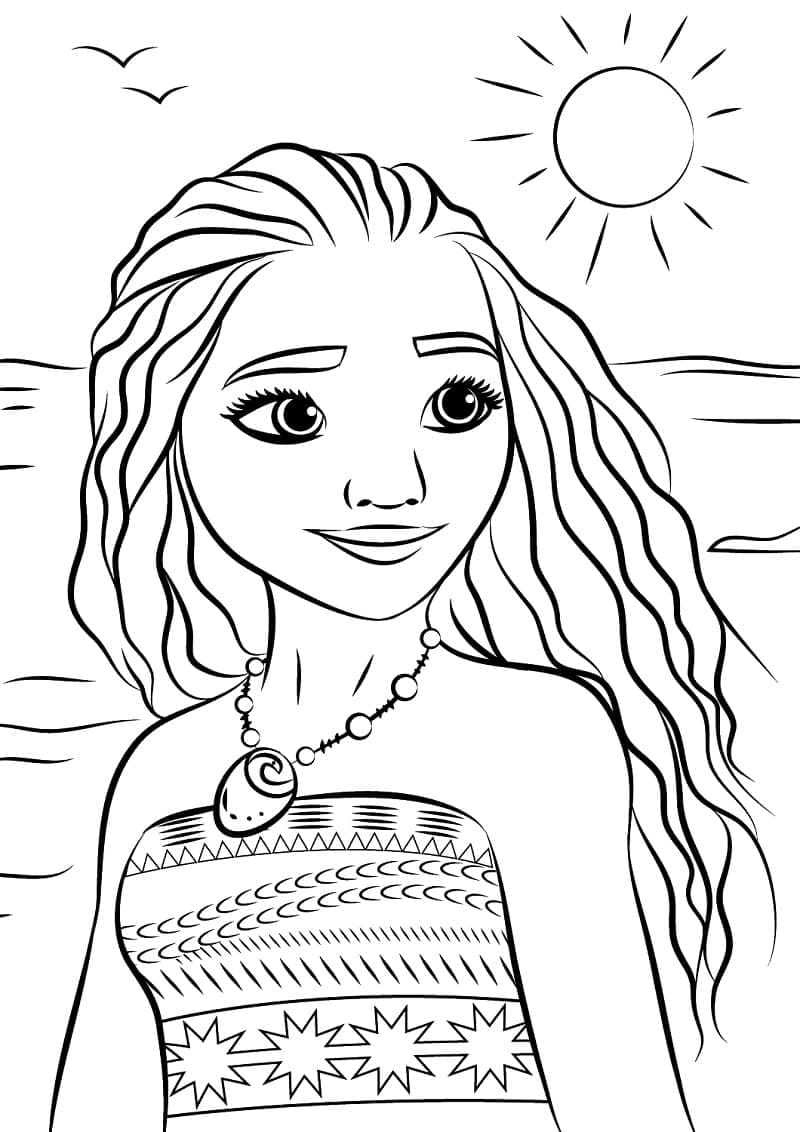 Desenho de Moana Sorridente para colorir