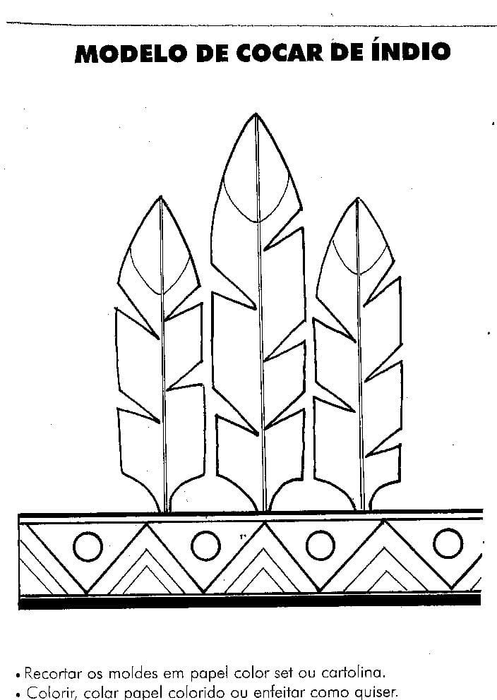 Desenho deModelo de Cocar de Índio para colorir