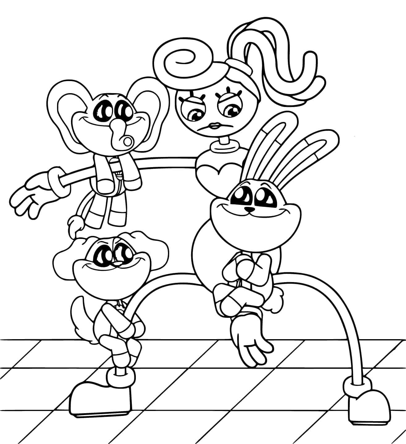 Desenho deMommy Long Legs e Smiling Critters para colorir