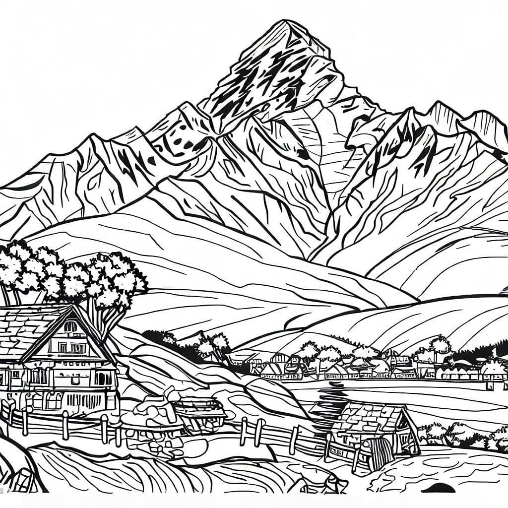 Desenho deMonte Everest no Nepal para colorir