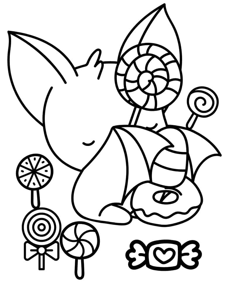 Desenho deMorcego e Doces para colorir