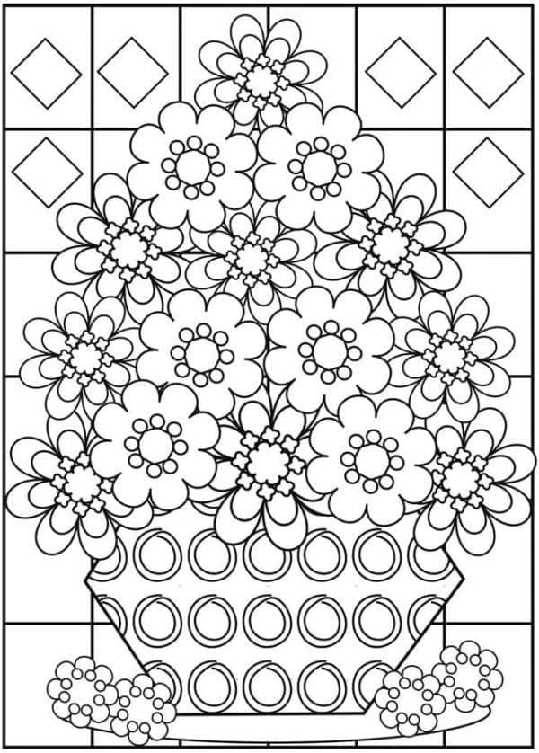 Desenho de Mosaico de Flores para colorir