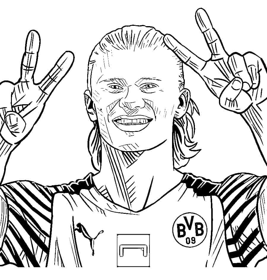 Desenho deMuito Feliz Erling Haaland para colorir