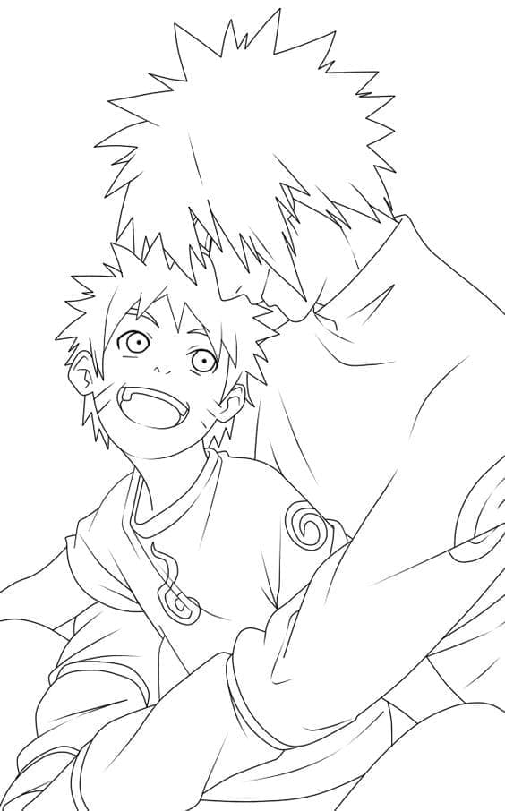 Desenho deNaruto e Minato para colorir