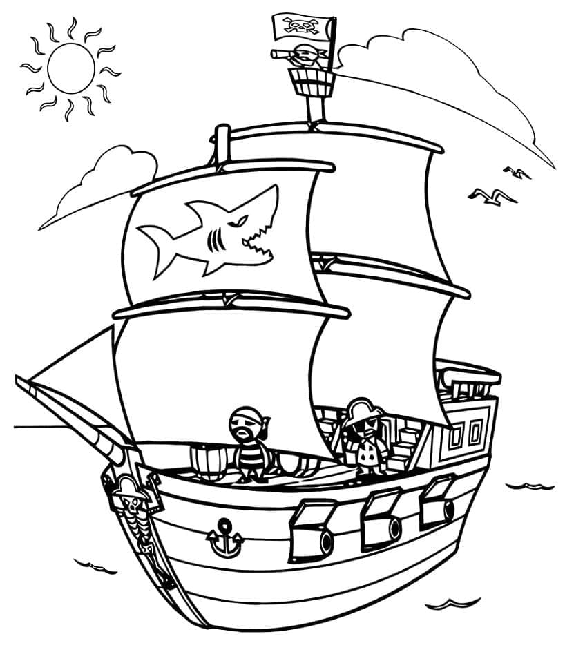 Desenho deNavio Pirata 1 para colorir