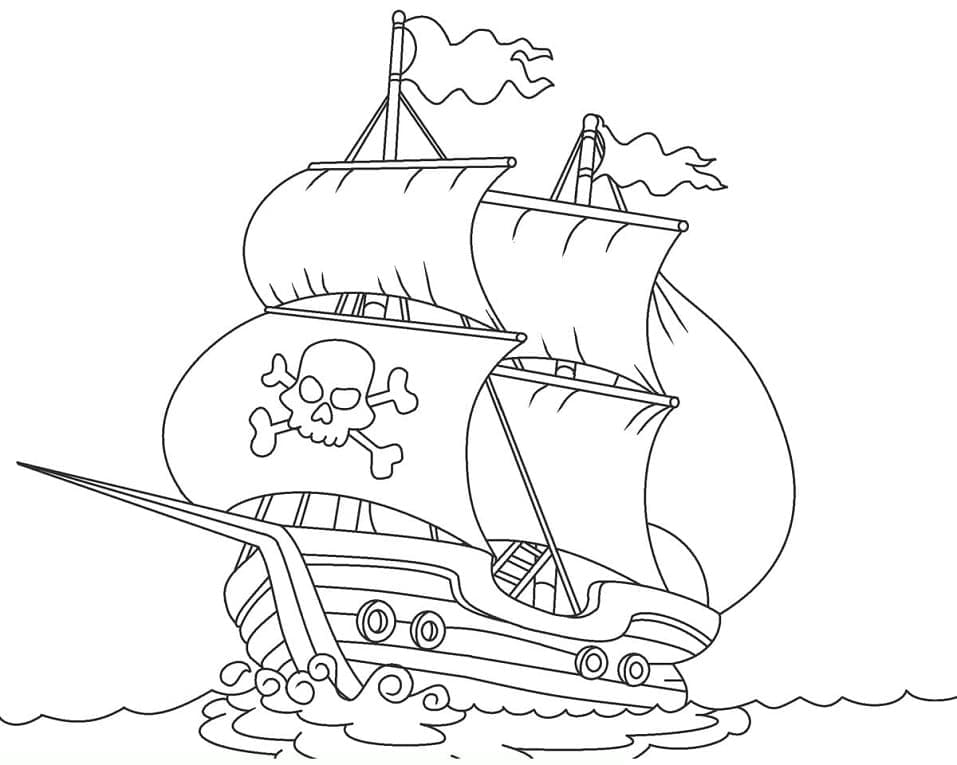 Desenho deNavio Pirata 2 para colorir