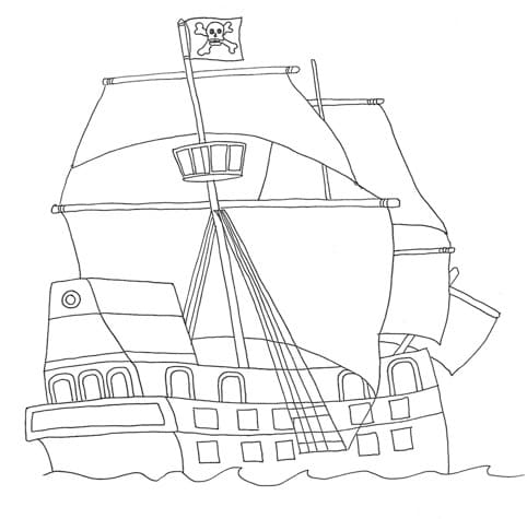 Desenho deNavio Pirata 8 para colorir