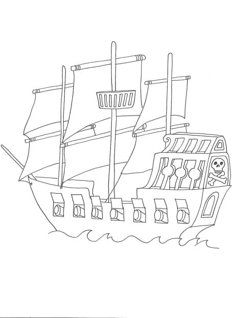 Desenho deNavio Pirata 9 para colorir