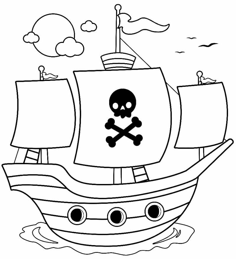 Desenho deNavio Pirata Bonito para colorir