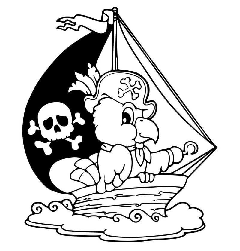 Desenho deNavio Pirata Engraçado para colorir