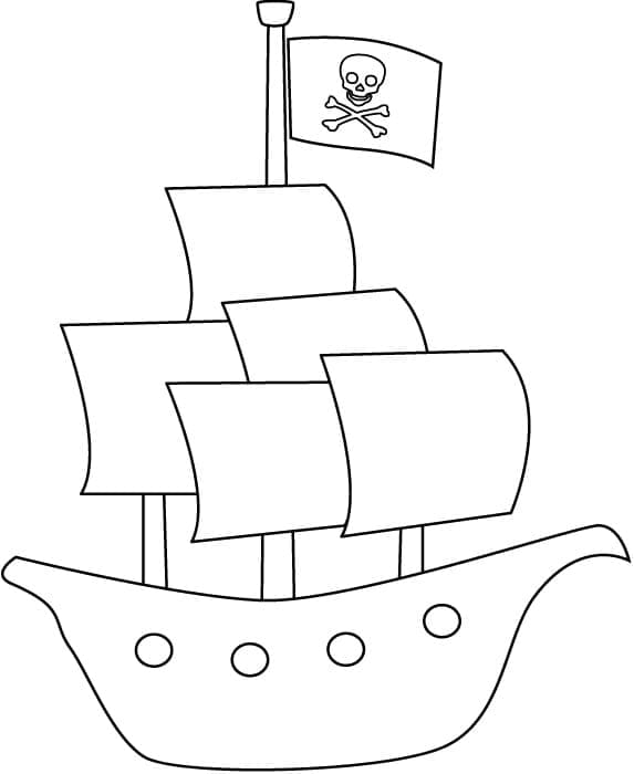 Desenho deNavio Pirata Facil para colorir