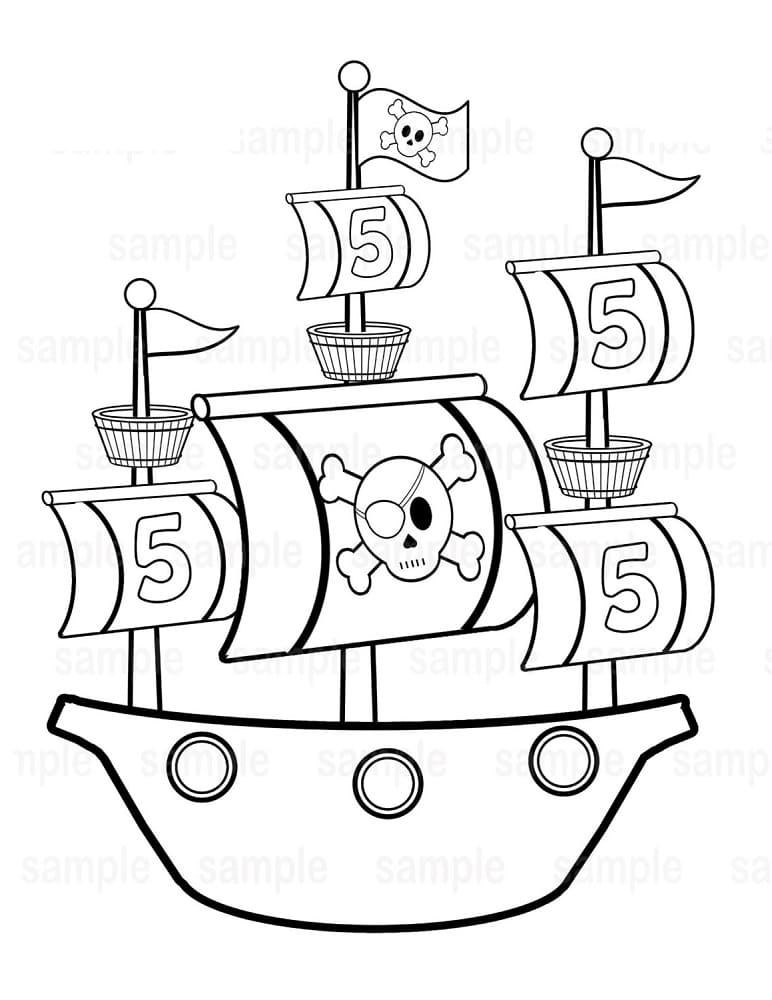 Desenho deNavio Pirata Gratis para colorir