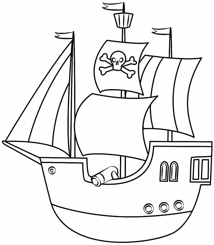 Desenho deNavio Pirata Simples para colorir