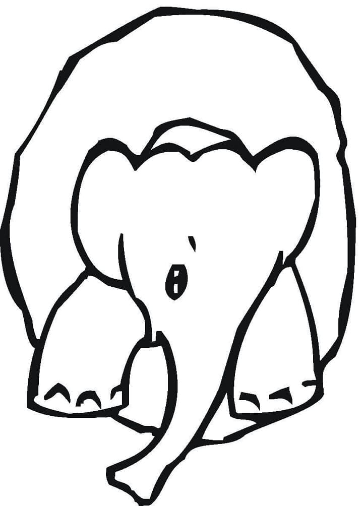 Desenho deNúmero 0 e Elefante para colorir