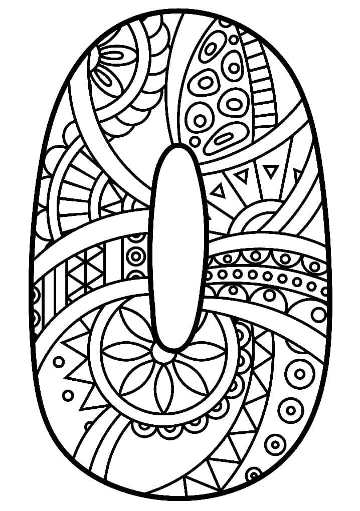 Desenho deNúmero 0 Zentangle para colorir