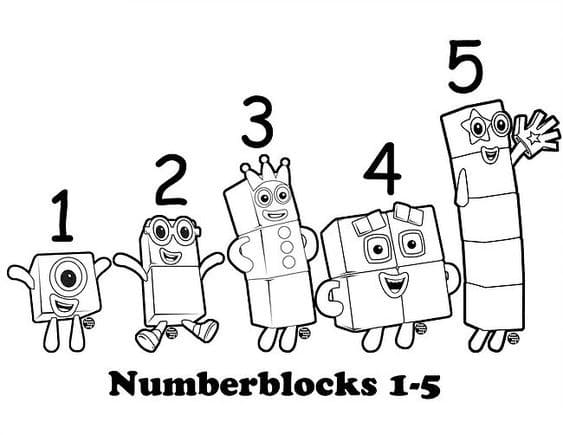 Desenho deNúmero 1-5 de Numberblocks para colorir