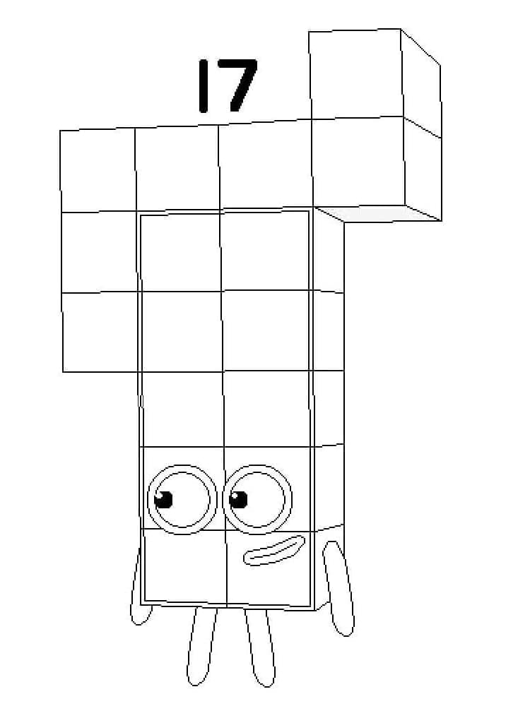 Desenho deNúmero 17 Numberblock para colorir