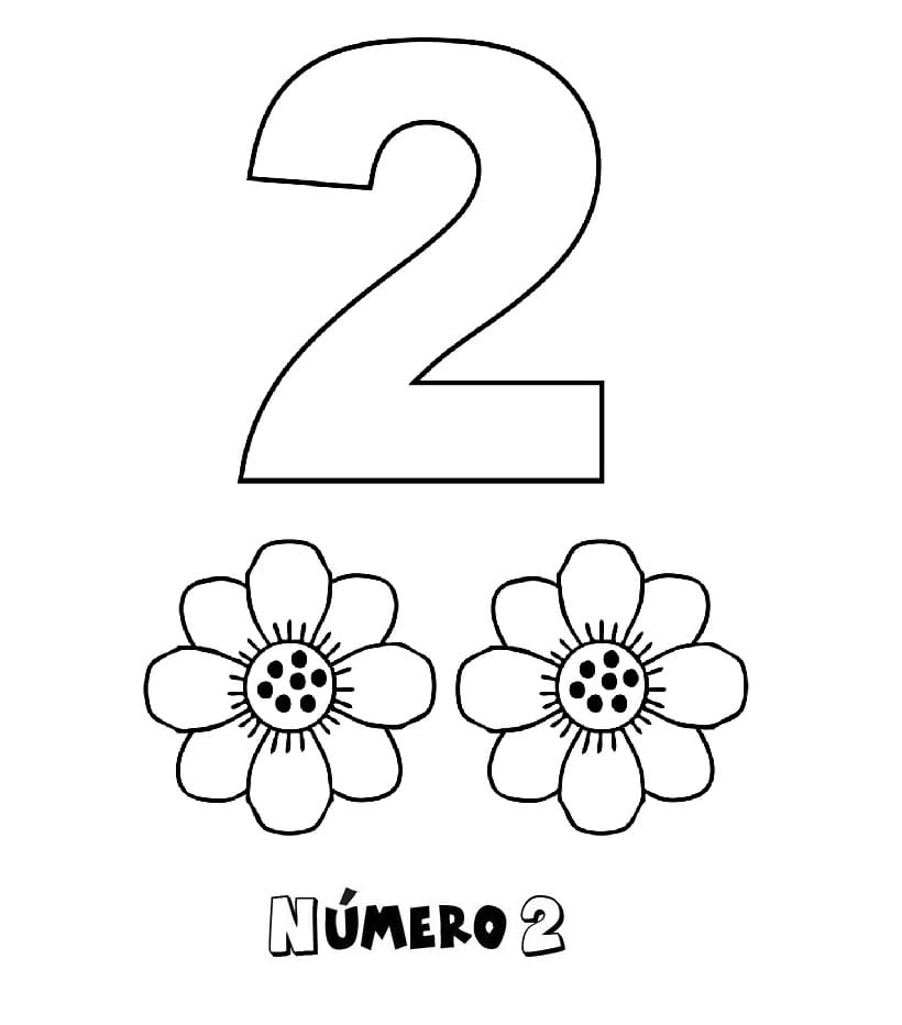 Desenhos de Número 2 (Dois) para colorir