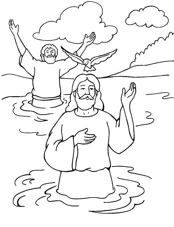 Desenho deO Batismo de Jesus Cristo para colorir