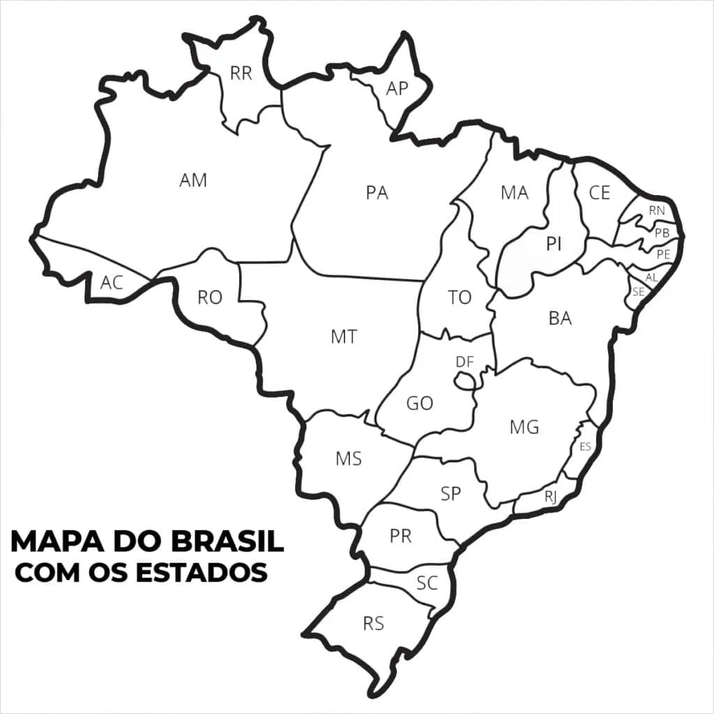 Desenho de O Mapa Político do Brasil para colorir