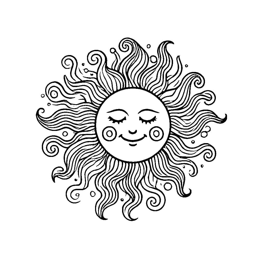 Desenho de O Sol Está Satisfeito para colorir