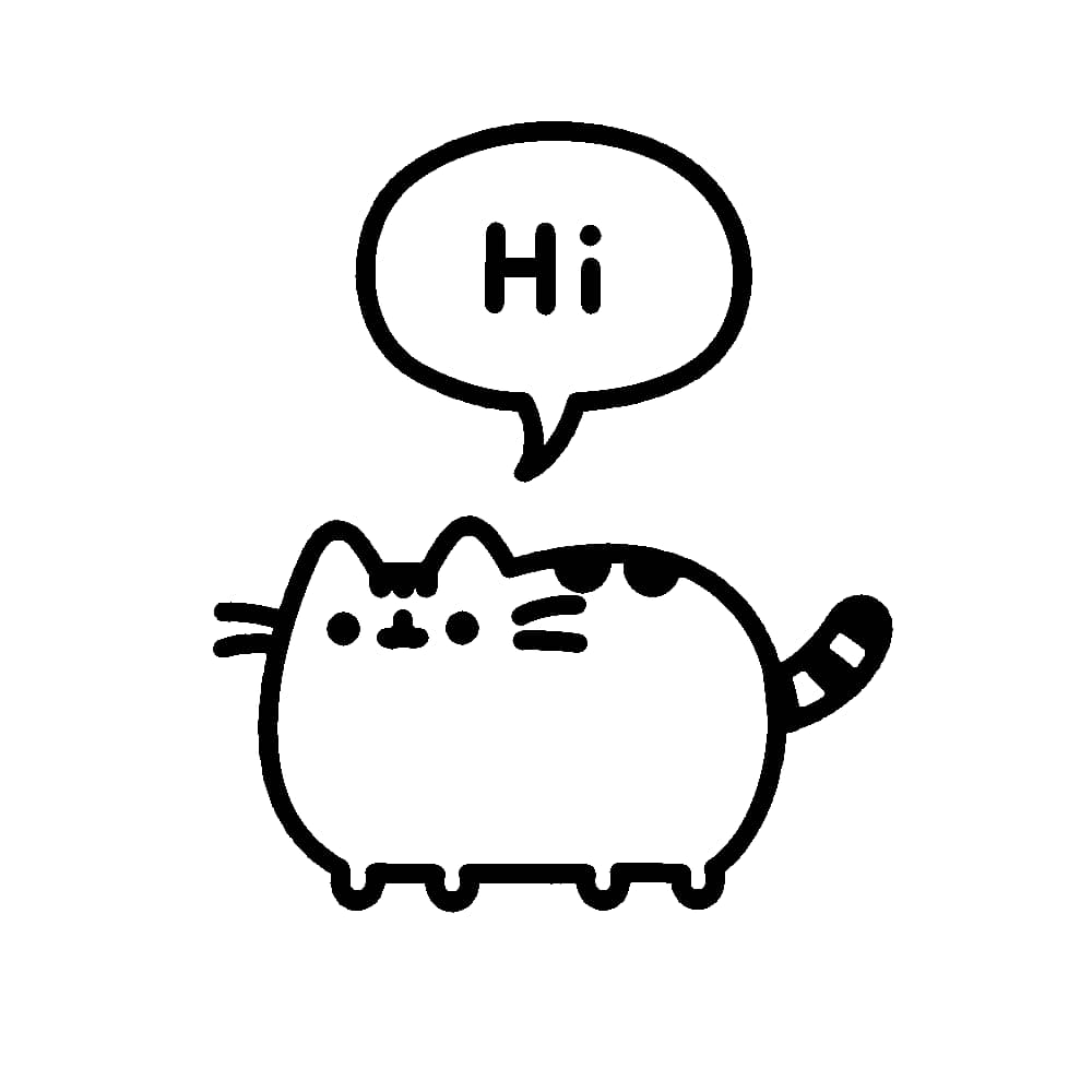 Desenho de Olá Pusheen para colorir