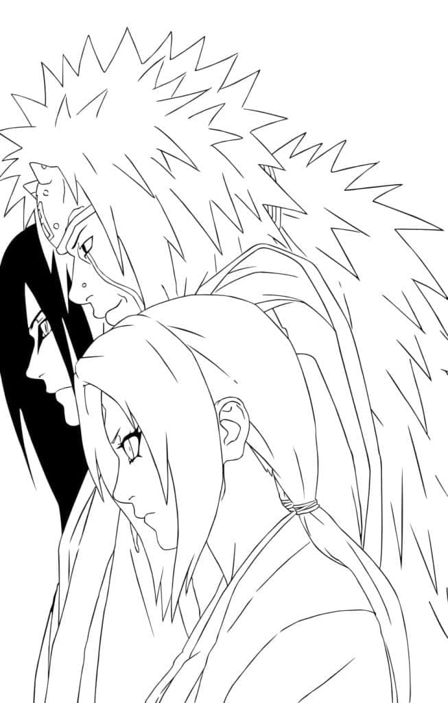 Desenho deOrochimaru, Tsunade e Jiraiya para colorir